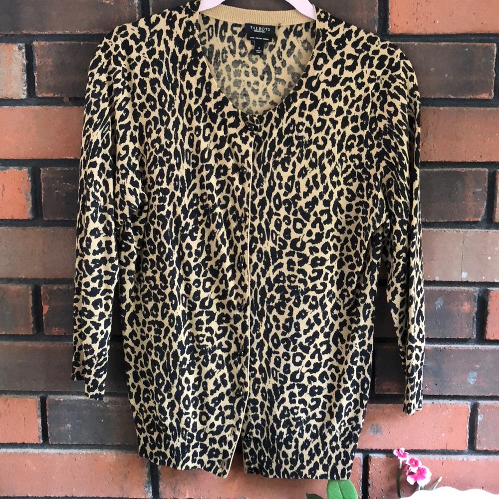 Talbots Cheetah Print Cardigan Size S